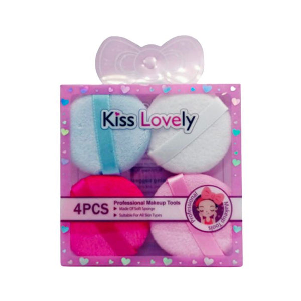 Set of 4 Kiss Lovely Makeup Sponge, Loose Powder Puff Ultra Soft Velvet, Makeup Mixing Colourful Puff