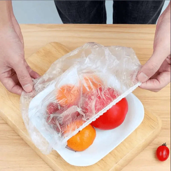 Disposable Food Cover Plastic Wrap Elastic-Pack of 100