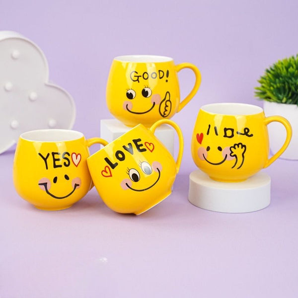 Emoji Ceramic Coffee Mug, Kids Emoji Mug with Lid