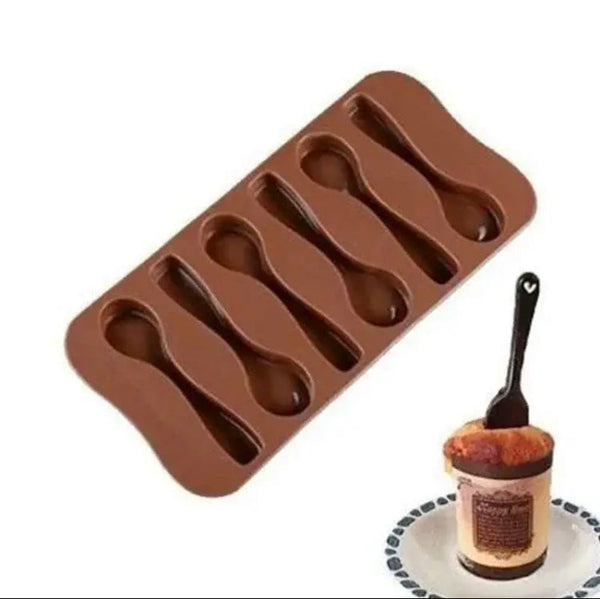 Spoon Shape Silicone Baking Mold, Chocolate Biscuit Ice Grid Mold, Non-Stick Cake Decorating Tool