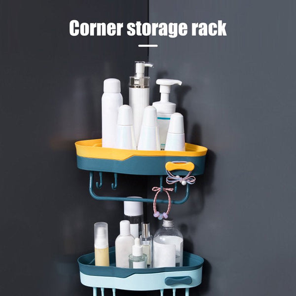 Hollow Corner Shampoo Rack, Double Layer Bathroom Rack, Wall Mounted Kitchen Spice Rack