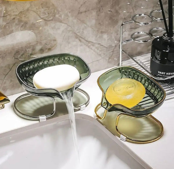 Bathroom Luxury Soap Holder, Drain Water Soap Storage Case Tray, Oval Shape Tray Rack