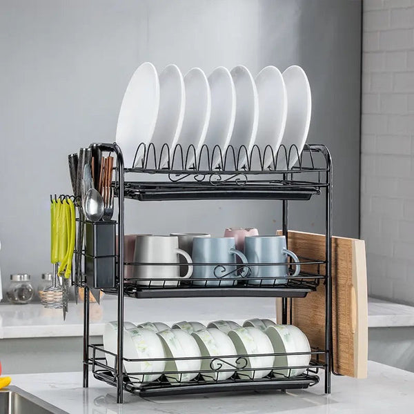 3-Tier Dish Drying Rack, Kitchen Storage Shelf, Kitchen Organizer Drainer