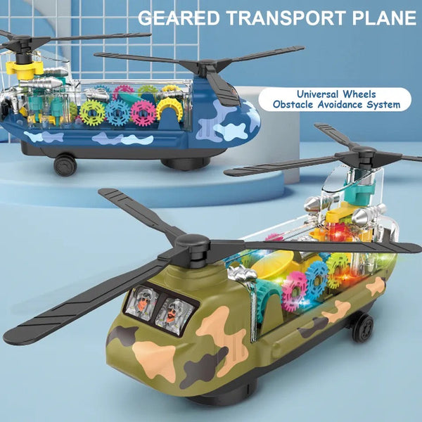 Twin Fan Helicopter Light Toy, Musical Transparent Helicopter With Light, Battery Operated Airplane Vehicle Toy