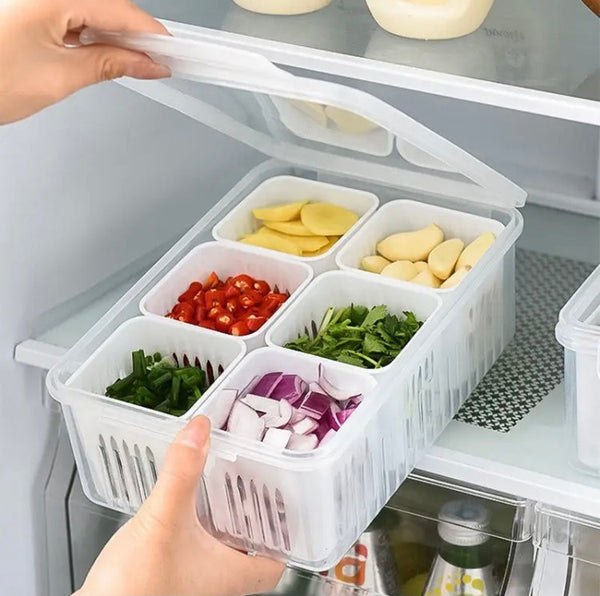 Refrigerator Storage Box, Vegetable Fruit Fridge Organizer, Small Divider Plastic Storage Bins