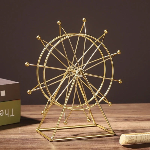 Modern Metal Golden Ferris Wheel Rotatable Living Room Office Desktop