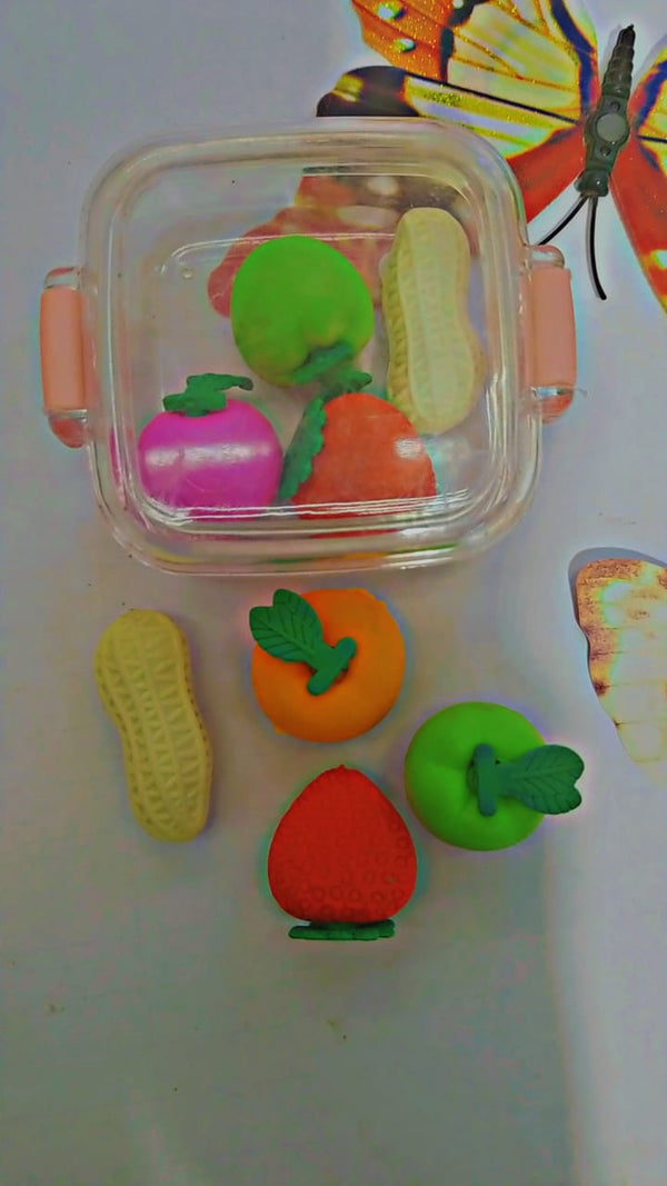 Pack Of 4 Fruit Erasers, Creative Design Eraser, Children School Stationary Rubber