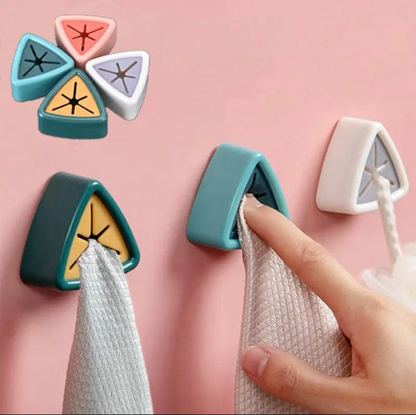 Set Of 4 Triangle Towel Holder, Towel Hooks For Kitchen Rags,  Wall Mounted Bathroom Organizers