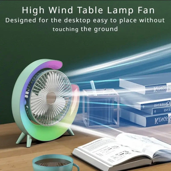 RGB Multifunction USB Desk Fan, USB Charging Fan With LED Light, Household Desktop Fan