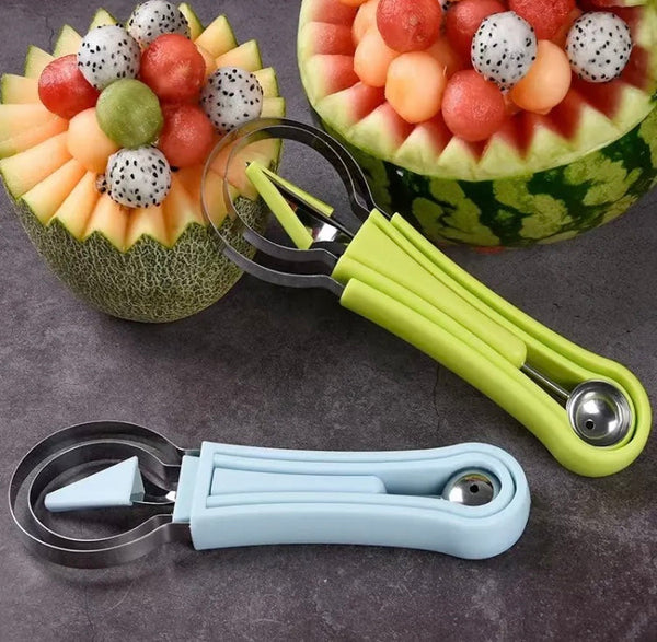 3 In 1 Watermelon Slicer Cutter Scoop, Stainless Steel Fruit Knife Cutter, Kitchen Home Gadget Tool