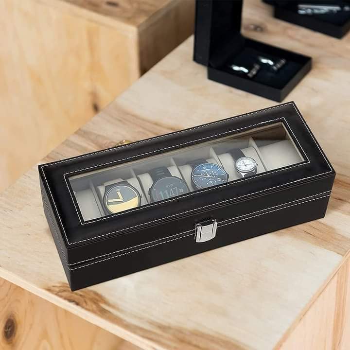 6 Slot Leather Watch Storage Box Jewelry Storage Organizer