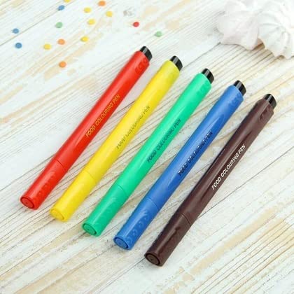 Set Of 5 Colored Food Marker, Cake Decorating Markers Pens, Food Writer Edible Marker, Double Sided Edible Food Coloring Marker, Kitchen Baking Tools