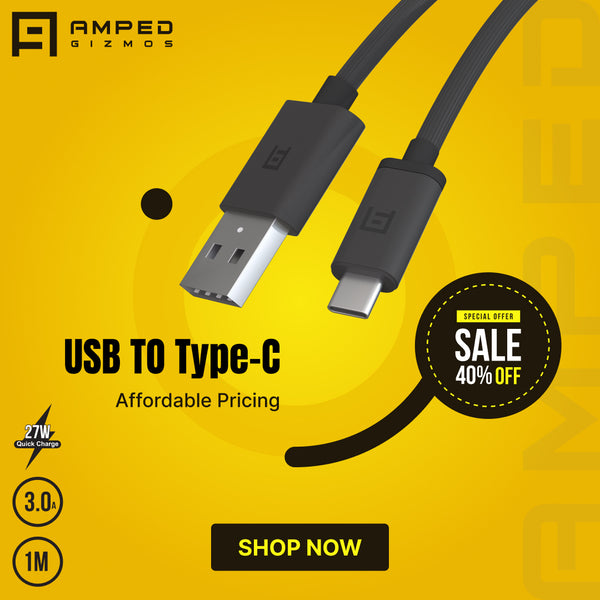 USB To Type-C 3.0A 27W Fast Charging Cable - 100cm - Pmart