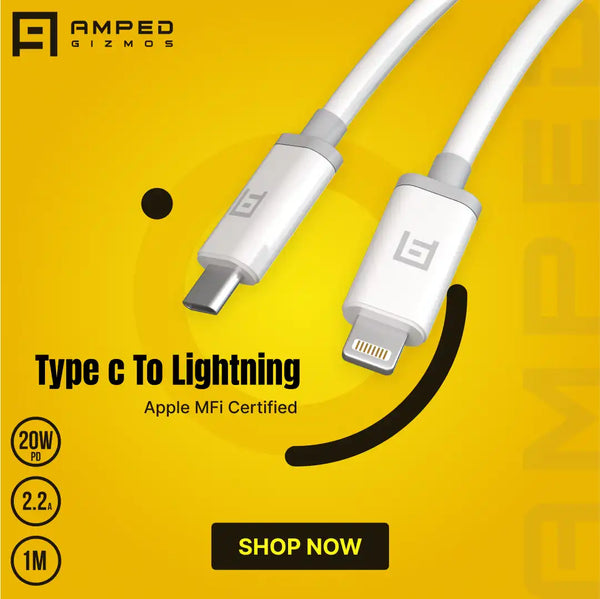 Type-C to iPhone Cable Lighting Apple Data Cable: 2.2A Fast Charging, 20W, 100cm Pmart