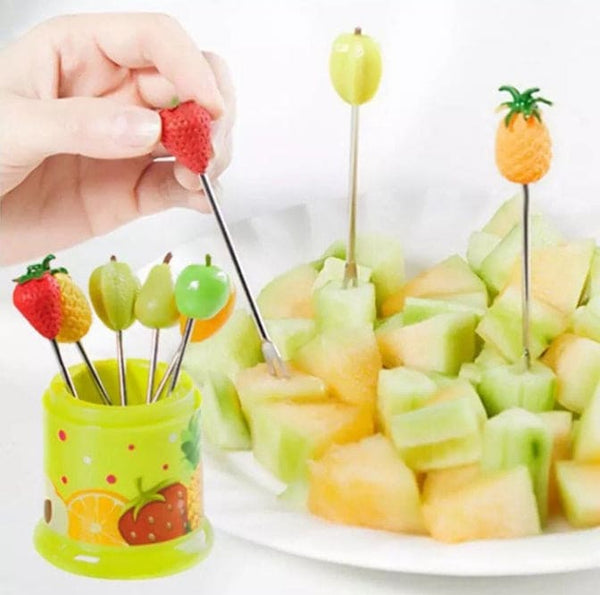 6pcs/Set Snack Cake Dessert Food Fork, Stainless Steel Cute Creative Party Decoration Fruit Fork, Food Picks Forks For Kids