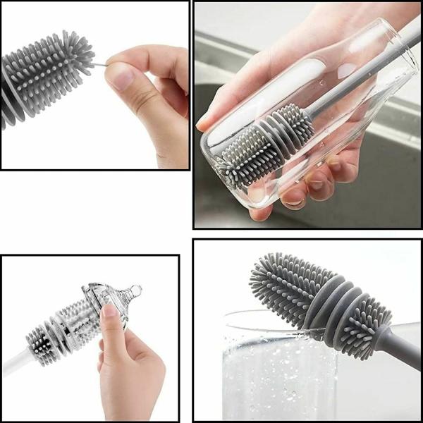 Silicone Glass Cleaning Brush With Long Handle