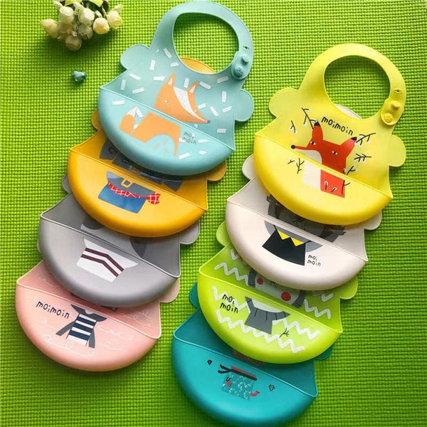 Waterproof Baby Silicone Bibs, Cute Cartoon Eating Feeding Bibs, Saliva Towel Girl Boy Adjustable Children Bibs, Newborn Cartoon Feeding Accessories