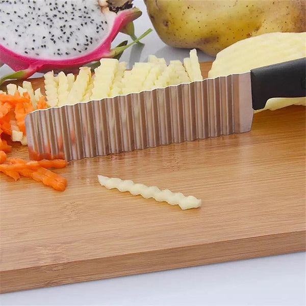 Stainless Steel Potato Chip Slicer, Wavy Knife, Vegetable Crinkle Cutter