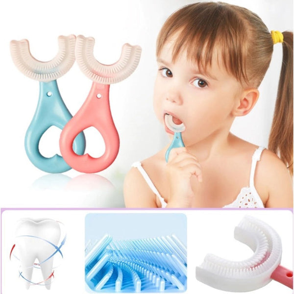 New Silicone Baby Toothbrush U Shaped 360 Degree